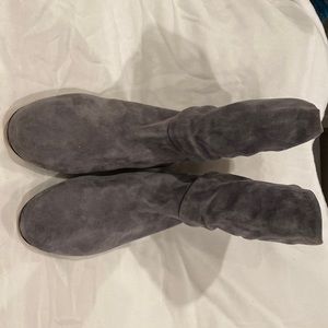 Manolo Blahnik Grey Suede Slouch Ankle Boot, size 38 1/2